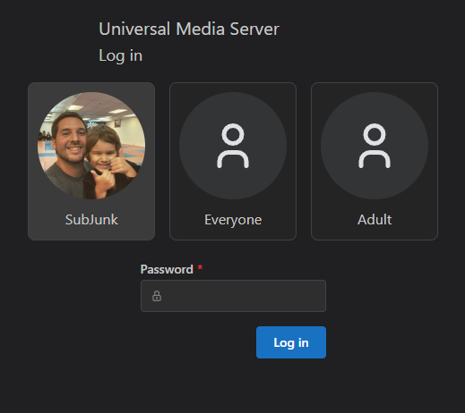 Exemple du sélecteur d'utilisateur
